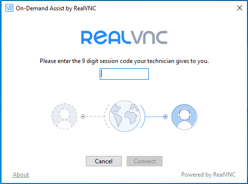 Screenshot of RealVNC On-Demand Assist